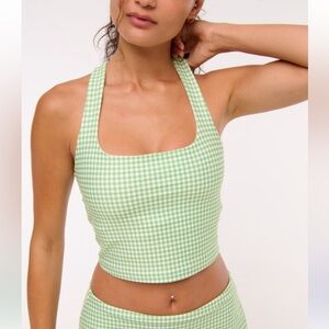 YPB sculptLUX Strappy-Back Green Gingham Tank